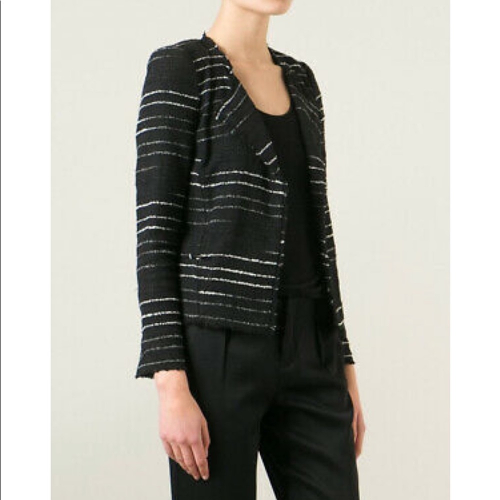 Isabel Marant Etoile Glenn Stripe Tweed Jacket/blazer in Black/White Size FR 34